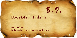Boczkó Irén névjegykártya